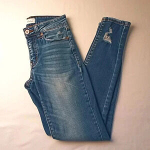 KanCan Denim Jeans Size 1/24 Distressed Low Rise Skinny Rise Medium Wash